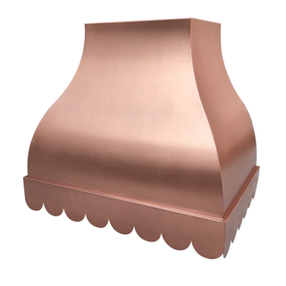 SINDA Scalloped Copper Range Hood Wall Mount In Stock, 30"W x 21"D x 27"H-H32