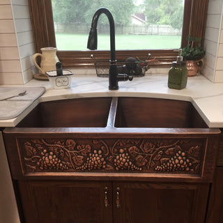 [CUSTOM] SINDA Double Bowl 14 Gauge Farmhouse Apron Copper Kitchen Sink KSAR-11