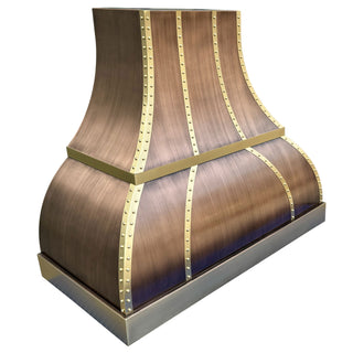 Luxurious modern gold trimmed copper vent hood