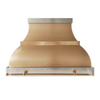 Luxury Brushed Brass Kitchen Range Hood with Brass Pot Rail