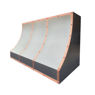 Decorative Sloped Kitchen Hood with Copper Accents - SINDA