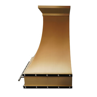 SINDA Tuscan Brushed Brass Range Hood with Straps & Pot Rail