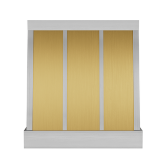 trapezoidal shape custom brushed brass kitchen range hood