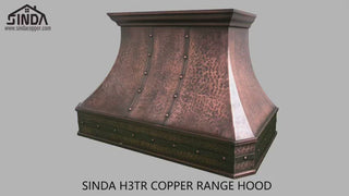 SINDA H3TR Antique Hammered Wall Mount Copper Kitchen Hood