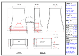 CUSTOM - Copper Range Hood H3 - Sinda Copper
