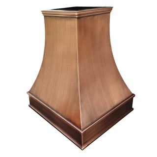 Tuscan copper kitchen range hood in smooth texture designed by sinda