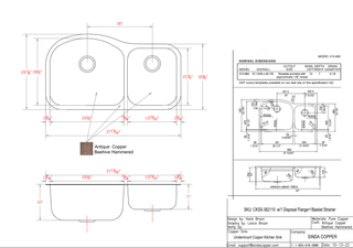 CUSTOM Double Bowl Copper Sink & Single Bowl Copper Sink for Mariaelena - SINDA