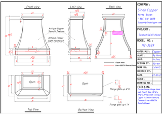 CUSTOM - H3 Copper Range Hood - Sinda Copper