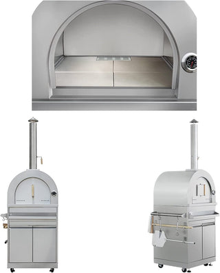 CUSTOM SINDA 6 Piece Modular Outdoor Kitchen Suit in Stainless Steel, w/ Pizza Oven, 4 Burner BBQ Grill, BBQ Grill Cabinet, 24" Undercounter Refrigerator, Fridge Cabinet, 32 Inch Side Burner Cabinet For Fernando - Sinda Copperoutdoor ovenFull Payment