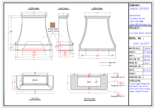 Custom - SINDA H3 Copper Hood Cover For Lynn - Sinda CopperRange Hood