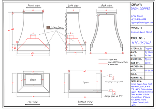Custom- SINDA H7C Copper Range Hood KSA-4 Copper Sink For Dick - Sinda Copper