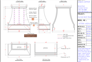 CUSTOM - SINDA H7TRA Copper Range Hood For Paul - Sinda Copper48"W x 24"D x 49"H
