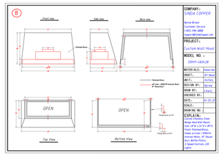 Custom - SINDA SRH12-4TR-B Handcrafted Stainless Steel Range Hood - Sinda CopperRange HoodFull Amount