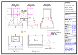Custom - SINDA SRH35-2T Stainless Steel Range Hood For Bradley - SINDARange Hood50% Deposit and Balance Before Shipping