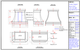 Custom - SINDA SRH3X-C-3TR Handcrafted Stainless Steel Range Hood - Sinda CopperRange Hood