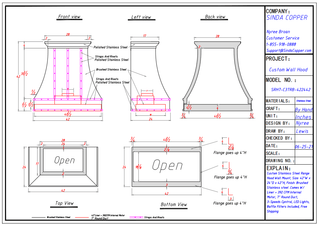 Custom - SINDA SRH7-C3TRB Handcrafted Stainless Steel Range Hood - Sinda CopperRange Hood