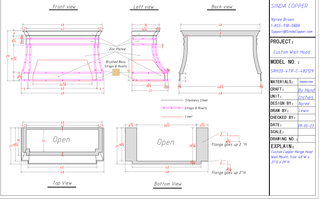 CUSTOM - SINDA Stainless Steel Range Hood SRH33-4TR-C - Sinda CopperCustom Zinc Plated
