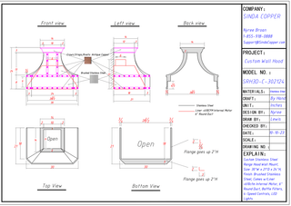 CUSTOM SRH3D-C Range Hood for Annemarie - Sinda CopperBrushed Stainless Steel