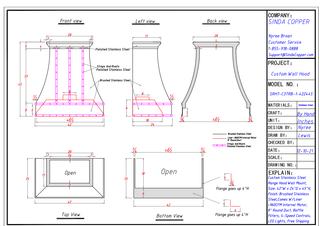 CUSTOM - SRH7-C3TRB-1 Handcrafted Brushed Stainless Steel Range Hood - Sinda CopperFull Amount