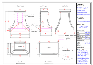 CUSTOM - Stainless Steel Range Hood H3TR - Sinda Copper