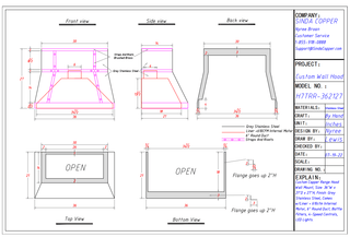 CUSTOM - Stainless Steel Range Hood H7TRR - Sinda Copper