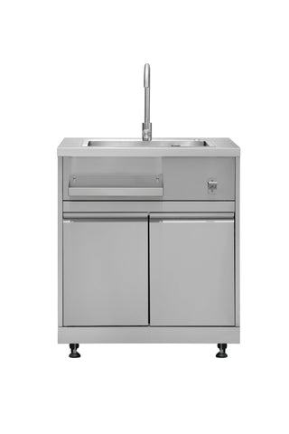 SINDA 6 Piece Modular Outdoor Kitchen Suit in Stainless Steel, w/ Pizza Oven, 4 Burner Natural Gas Grill, BBQ Grill Cabinet, 24" Undercounter Refrigerator, Fridge Cabinet, Sink Cabinet (Total Width :127-1/8") - Sinda Copperoutdoor oven6 Piece Modular Outdoor Kitchen Suit in Stainless Steel