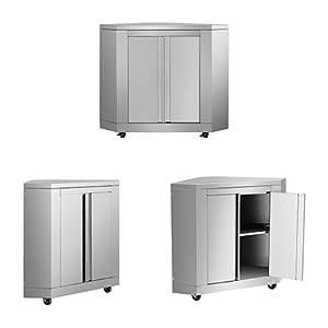 SINDA 7-Piece Modular Outdoor Kitchen Suit in Stainless Steel, w/ Pizza Oven, 4 Burner Natural Gas Grill, BBQ Grill Cabinet, 24" Undercounter Refrigerator, Fridge Cabinet, Sink Cabinet, Corner Cabinet (Total Width: 129 1/2") - Sinda Copperoutdoor oven6 Piece Modular Outdoor Kitchen Suit in Stainless Steel