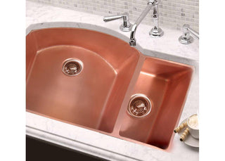 SINDA 70/30 Double Bowl 14 Gauge Undermount Copper Kitchen Sink KOUR-1 - Sinda Coppercopper sink