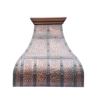 Bell Curve|Decorative Straps|Hammered Copper Range Hood|SINDA