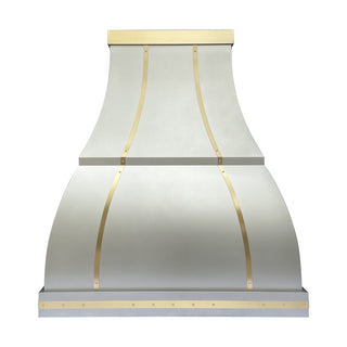 SINDA Matte Stainless Steel Kitchen Hood with Brass Accents