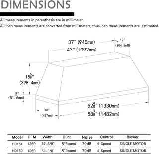 SINDA Built-In/Insert Range Hood in Stainless steel, 60 in. 1200CFM Range Hood Insert with Light, H0160 (6 Working Days Delivery) - Sinda CopperVentFree Expedited Shipping (4-6 Working Days)