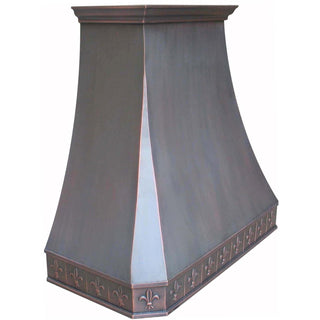 SINDA|Luxury Design|Antique Copper|Decorative Fleur Apron|Custom Kitchen Hood