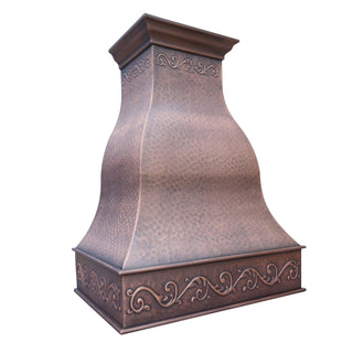 Hammered Antique Copper Range Hood with Customizable Pattern Design I SINDA Copper