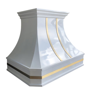 White Stainless Steel with Brass Straps Decorative Range Hood-Sinda Copper