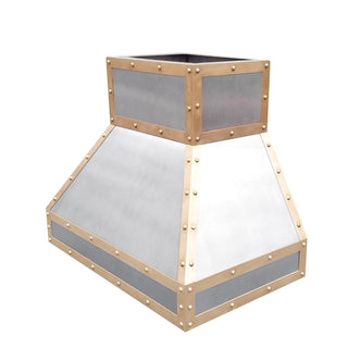 SINDA Stainless Steel Range Hood with Brass Straps and Rivets SRH35-B 