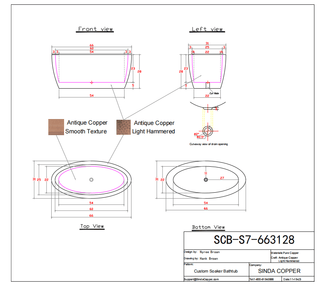 SINDA Custom Copper Double Wall Bathtub For Maryann - SINDA