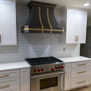 SINDA traditional copper stove hood h30tr4 installed in the modern kitchen