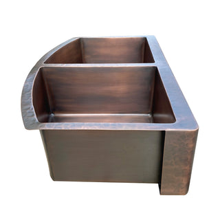 SINDA Double Bowl 14 Gauge Farmhouse Apron Copper Kitchen Sink KSAR-11 - Sinda Coppercopper sink