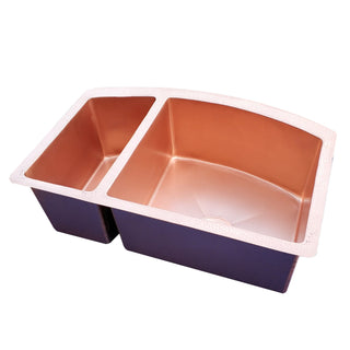 SINDA Double Bowl 14 Gauge Farmhouse Apron Copper Kitchen Sink KSAR-9 - Sinda Coppercopper sink