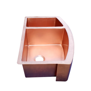 SINDA Double Bowl 14 Gauge Farmhouse Apron Copper Kitchen Sink KSAR-9 - Sinda Coppercopper sink