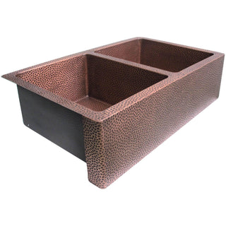 SINDA Equal Bowl 14 Gauge Farmhouse Apron Copper Kitchen Sink KEA-1 - Sinda Coppercopper sink