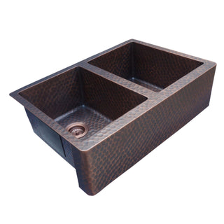 SINDA Equal Bowl 14 Gauge Farmhouse Apron Copper Kitchen Sink KEA-1 - Sinda Coppercopper sink