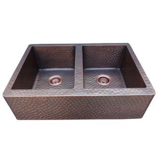 SINDA Equal Bowl 14 Gauge Farmhouse Apron Copper Kitchen Sink KEA-1 - Sinda Coppercopper sink
