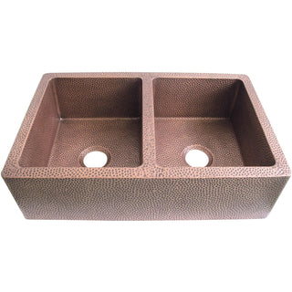 SINDA Equal Bowl 14 Gauge Farmhouse Apron Copper Kitchen Sink KEA-1 - Sinda Coppercopper sink