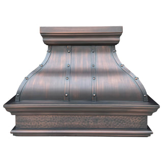 SINDA Hammered Copper Range Hood Wall Mount In Stock H25-3627, 36"W x 21"D x 27"H - Sinda CopperCopper Range Hood36”W x 21”D x 27”H (Wall Mount)