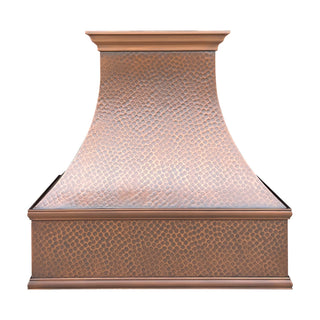 SINDA Hammered Copper Range Hood Wall Mount In Stock H7LW3027, 30"W x 21"D x 27"H - Sinda CopperCopper Range Hood30”W x 21”D x 27”H (Wall Mount)
