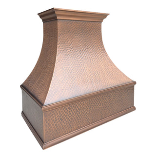 SINDA Hammered Copper Range Hood Wall Mount In Stock H7LW3027, 30"W x 21"D x 27"H - Sinda CopperCopper Range Hood30”W x 21”D x 27”H (Wall Mount)