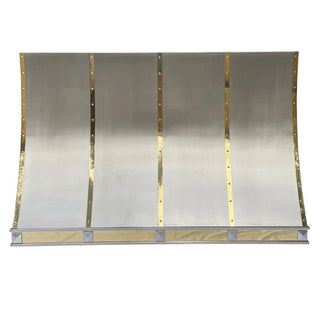 SINDA Sloped Decorative Brass Stainless Steel Kitchen Hood