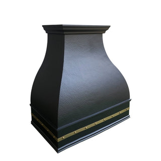SINDA Premium Copper Range Hood in Hammered Texture with Brass Straps and Rivets - Fully Customizable - Free Shipping