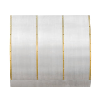 Brushed Stainless Steel Kitchen Hood with Brass Straps & Rivets - SINDA